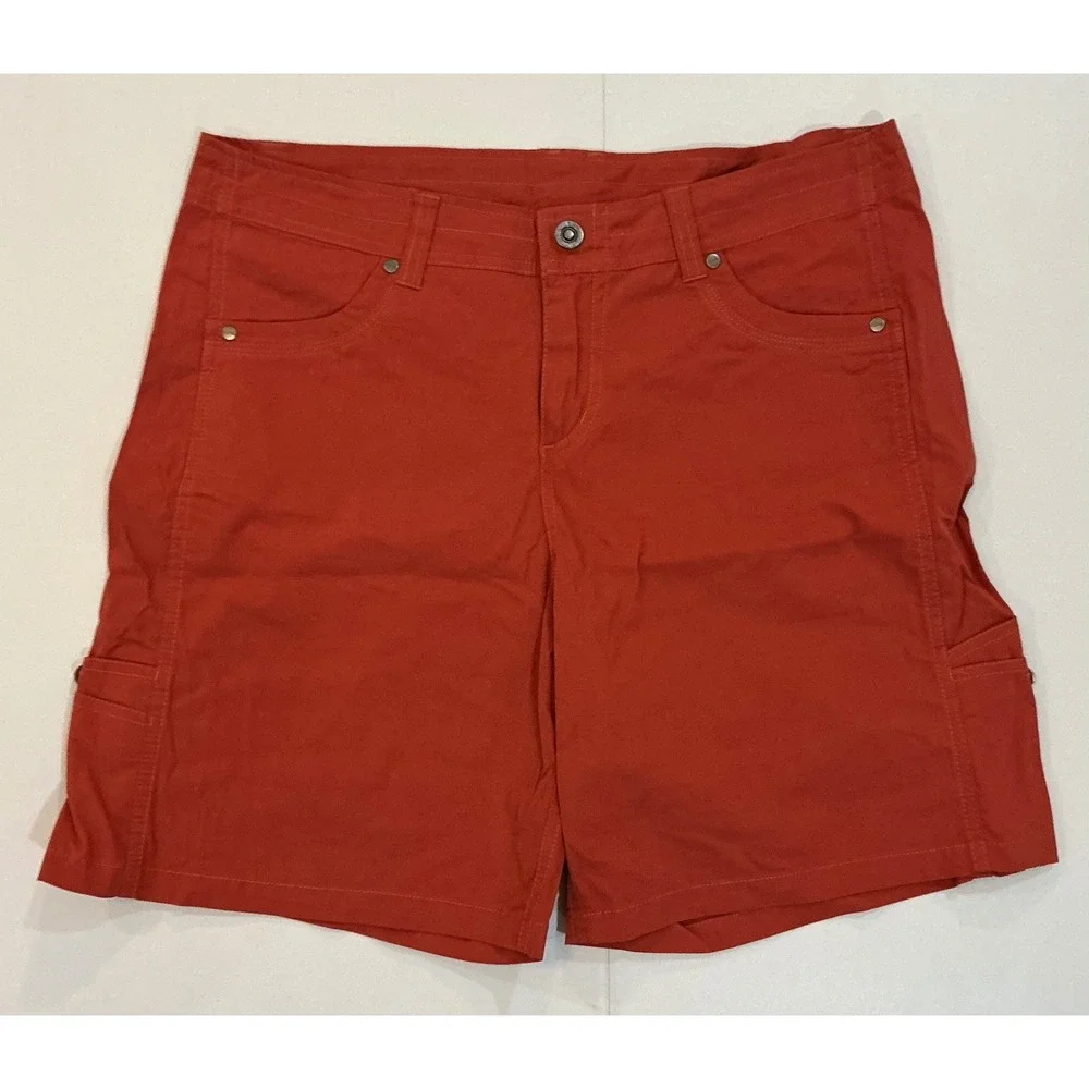 Kuhl Hiking Shorts Women Size 14‎ Burnt Orange Stretch Cargo Outdoor Gorpcore
